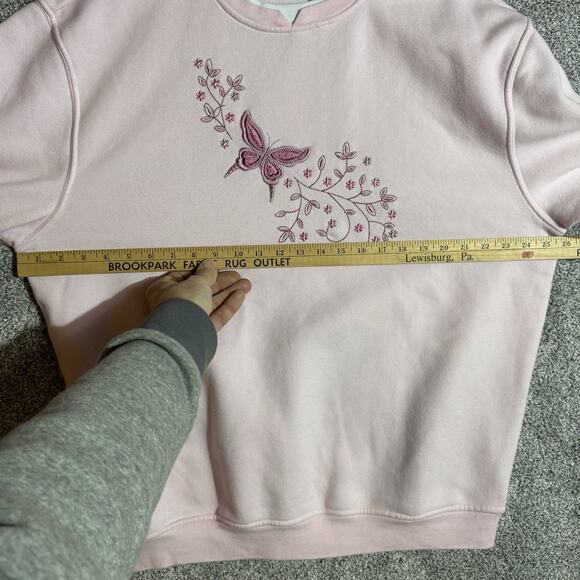 Vintage 90s Y2K Sweatshirt Women 1X Plus Embroidered Butterfly Cozy Cottagecore - Picture 4 of 7
